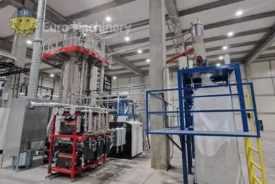 PET flakes decontamination and drying